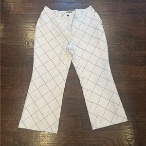 Jessica London White and Purple Plaid Boot Cut Pants